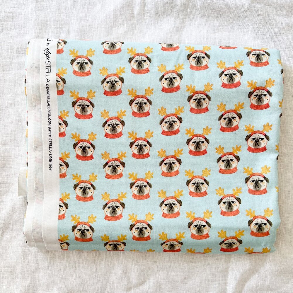 HOLIDAY - 3.4 yd - Pugs Holiday - Pugs Pattern - Fabric